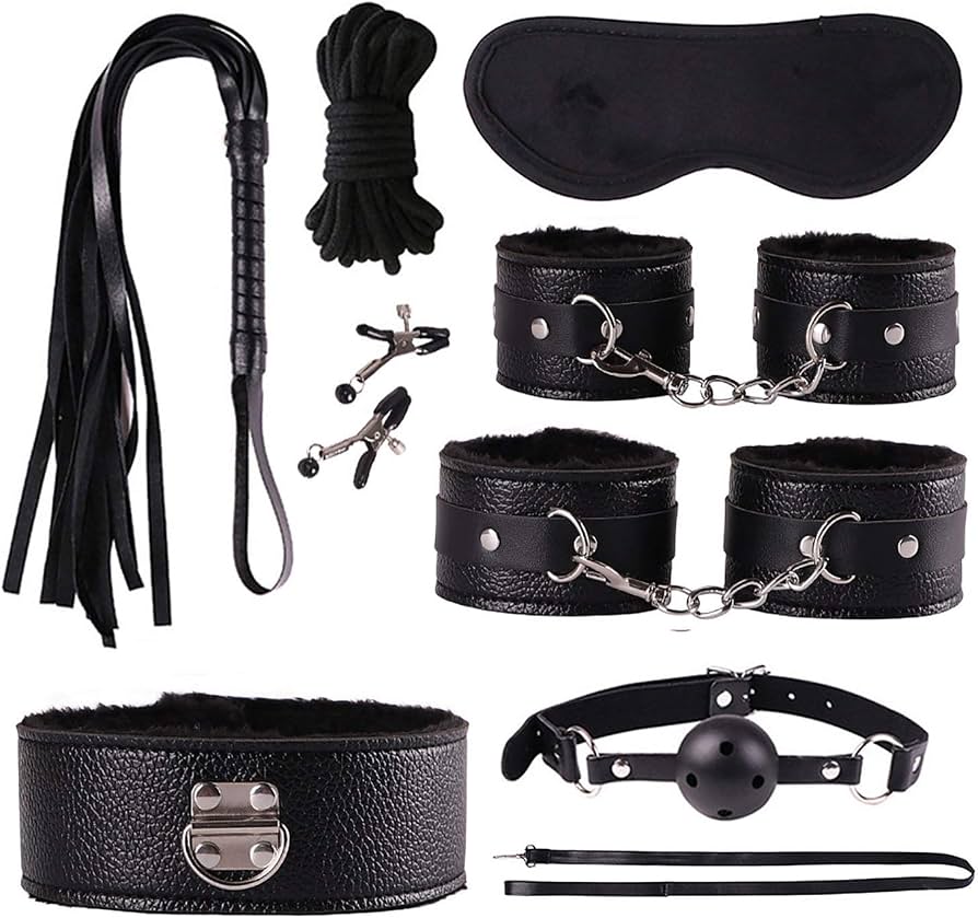 BDSMs Set couple Adjustable Adult Sex Toy Bundle Bondage Suit in Black Colour