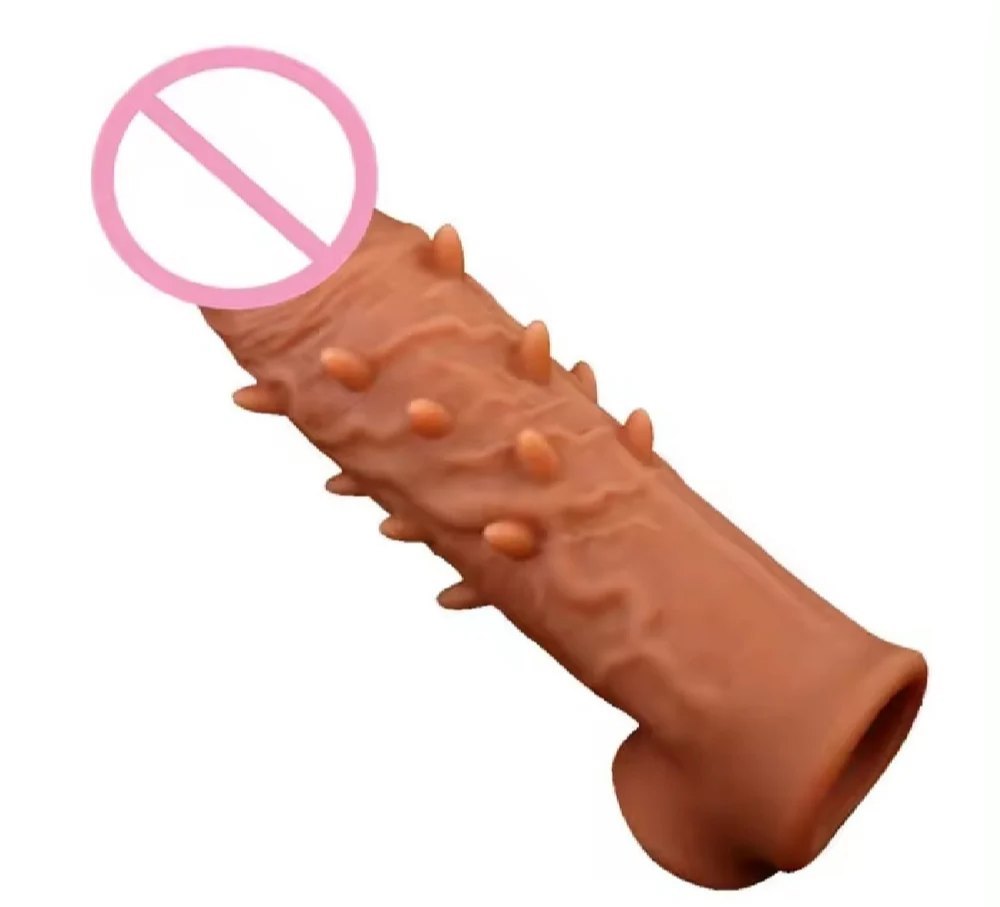 Silicon Made Doted Brown Penis Cover Dragon Condom With 2 Inch Extension