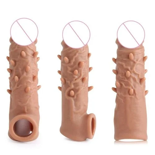 Silicon Made Doted Brown Penis Cover Dragon Condom With 2 Inch Extension